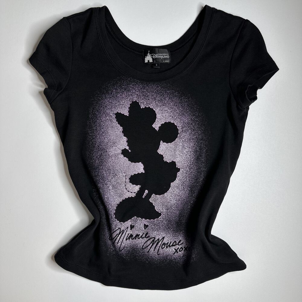 Vintage Disneyland Hong Kong Disneyland Minnie Mouse Glitter TShirt Size Small - Picture 3 of 9